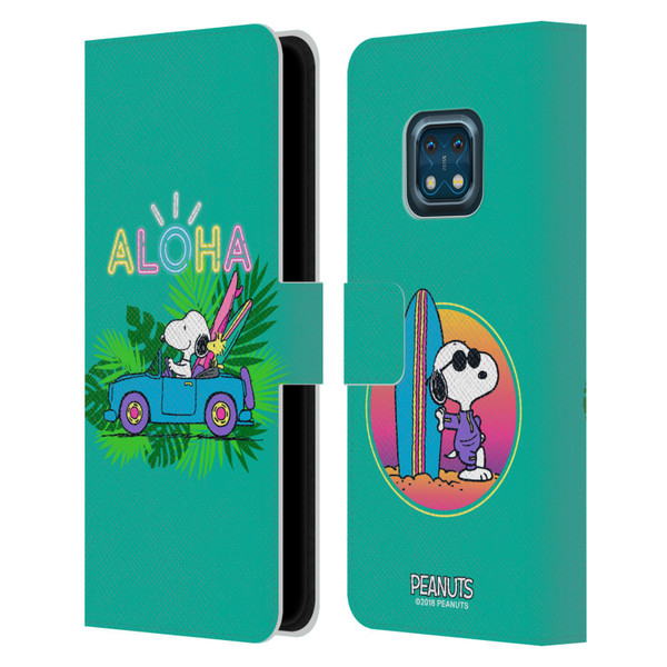 Peanuts Snoopy Aloha Disco Tropical Surf Leather Book Wallet Case Cover For Nokia XR20