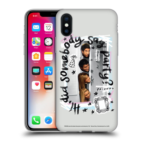 Friends TV Show Doodle Art Somebody Say Party Soft Gel Case for Apple iPhone X / iPhone XS