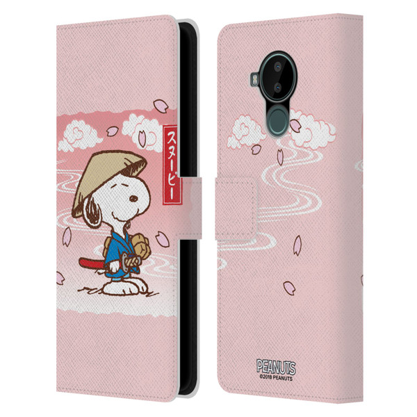 Peanuts Oriental Snoopy Samurai Leather Book Wallet Case Cover For Nokia C30