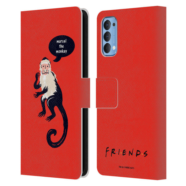 Friends TV Show Iconic Marcel The Monkey Leather Book Wallet Case Cover For OPPO Reno 4 5G