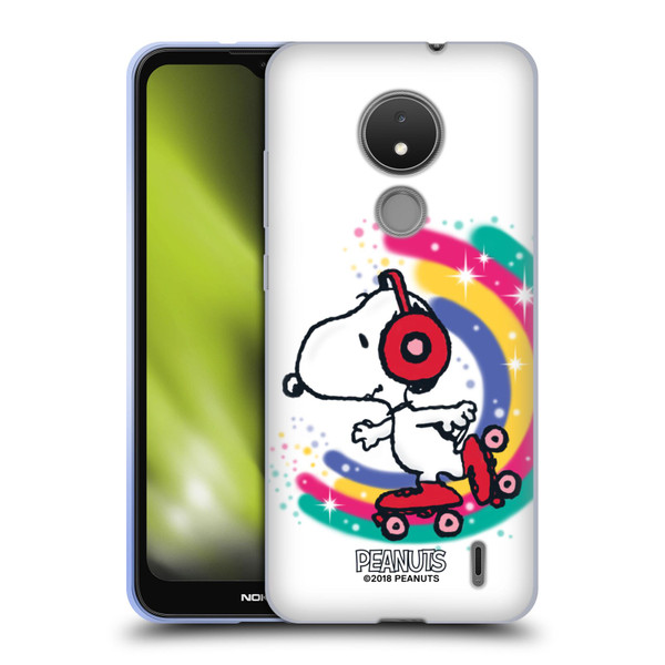 Peanuts Snoopy Boardwalk Airbrush Colourful Skating Soft Gel Case for Nokia C21