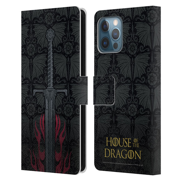 House Of The Dragon: Television Series Graphics Sword Leather Book Wallet Case Cover For Apple iPhone 12 Pro Max