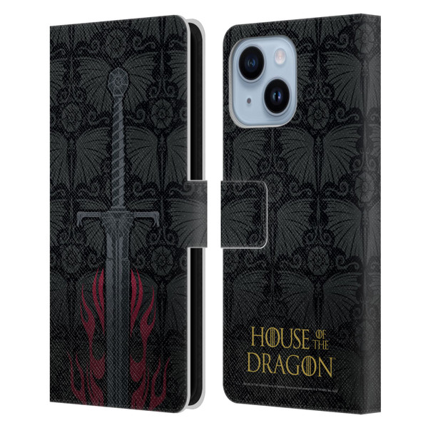 House Of The Dragon: Television Series Graphics Sword Leather Book Wallet Case Cover For Apple iPhone 14 Plus