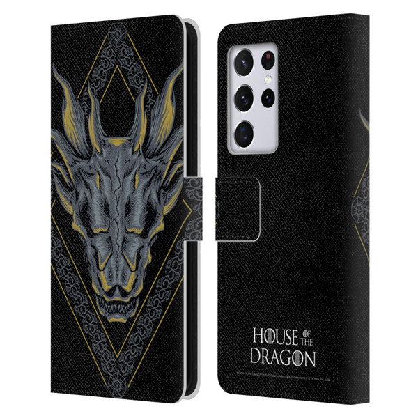 House Of The Dragon: Television Series Graphics Dragon Head Leather Book Wallet Case Cover For Samsung Galaxy S21 Ultra 5G