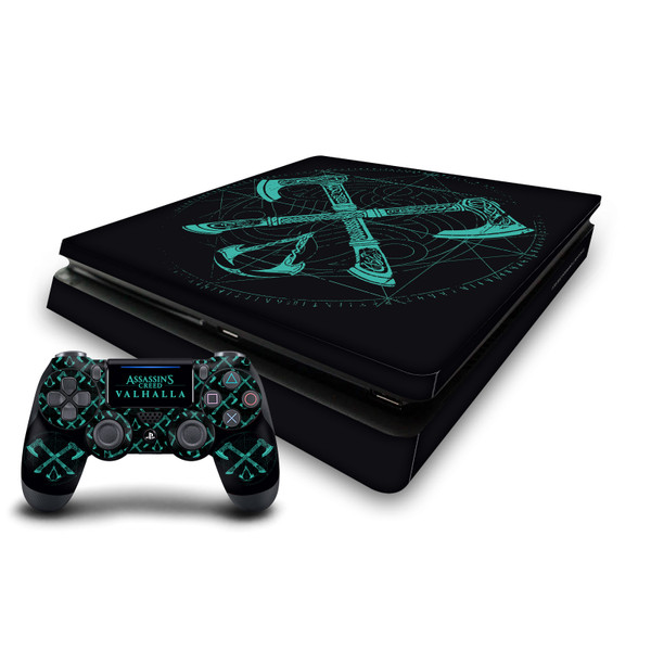 Assassin's Creed Valhalla Key Art Dual Axes Vinyl Sticker Skin Decal Cover for Sony PS4 Slim Console & Controller