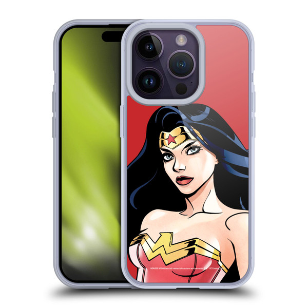 Wonder Woman DC Comics Character Art Portrait Soft Gel Case for Apple iPhone 14 Pro & MagSafe