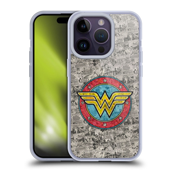 Wonder Woman DC Comics Vintage Art Comics Logo Soft Gel Case for Apple iPhone 14 Pro
