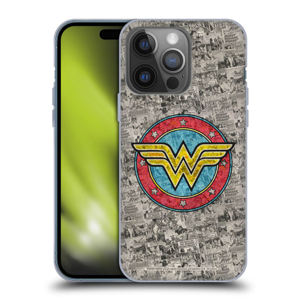 Wonder Woman DC Comics Vintage Art Comics Logo Soft Gel Case for Apple iPhone 14 Pro