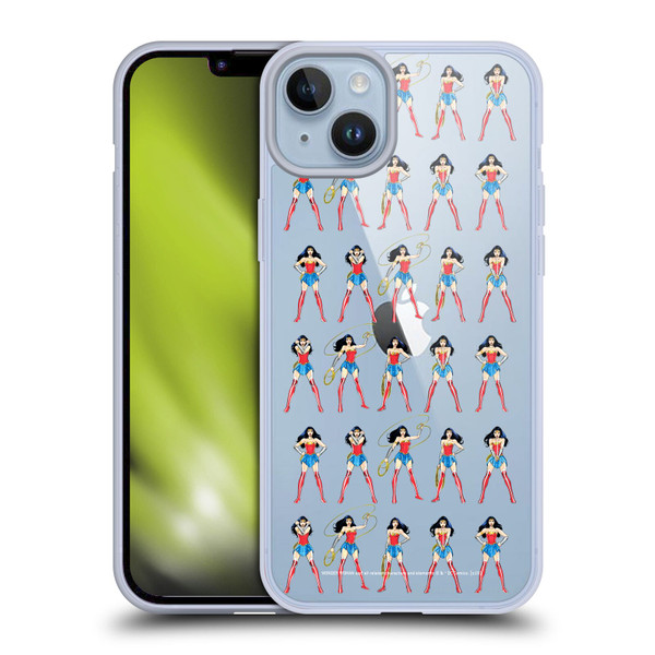 Wonder Woman DC Comics Character Art Pattern Soft Gel Case for Apple iPhone 14 Plus