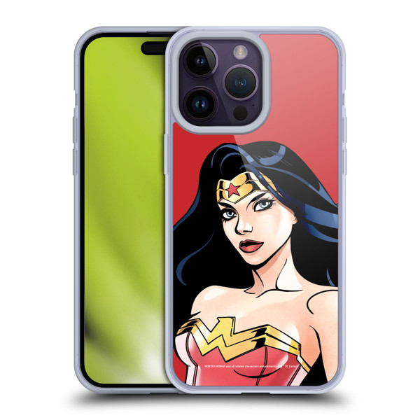 Wonder Woman DC Comics Character Art Portrait Soft Gel Case for Apple iPhone 14 Pro Max