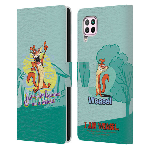I Am Weasel. Graphics Jumping Iguana On A Stick Leather Book Wallet Case Cover For Huawei Nova 6 SE / P40 Lite