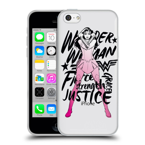 Wonder Woman DC Comics Graphic Arts Typography Soft Gel Case for Apple iPhone 5c