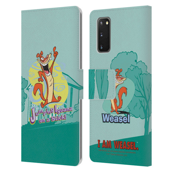I Am Weasel. Graphics Jumping Iguana On A Stick Leather Book Wallet Case Cover For Samsung Galaxy S20 / S20 5G