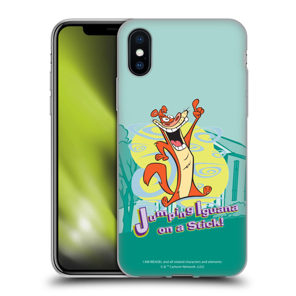 I Am Weasel. Graphics Jumping Iguana On A Stick Soft Gel Case for Apple iPhone X / iPhone XS