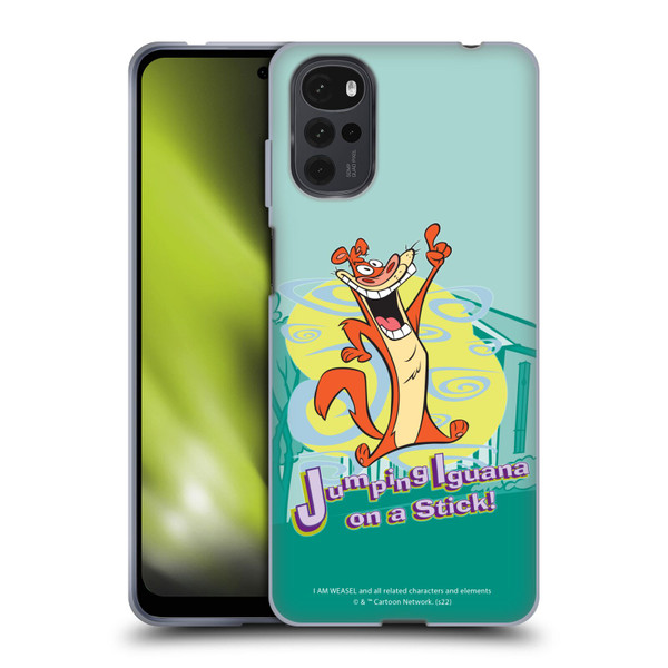 I Am Weasel. Graphics Jumping Iguana On A Stick Soft Gel Case for Motorola Moto G22
