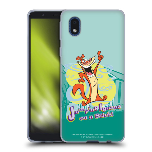 I Am Weasel. Graphics Jumping Iguana On A Stick Soft Gel Case for Samsung Galaxy A01 Core (2020)