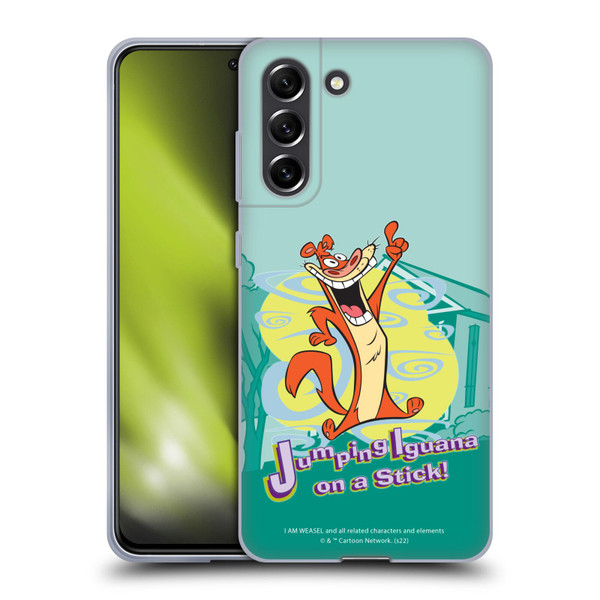 I Am Weasel. Graphics Jumping Iguana On A Stick Soft Gel Case for Samsung Galaxy S21 FE 5G