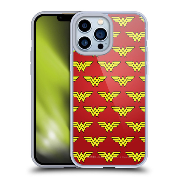 Wonder Woman DC Comics Logos Pattern Soft Gel Case for Apple iPhone 13 Pro Max