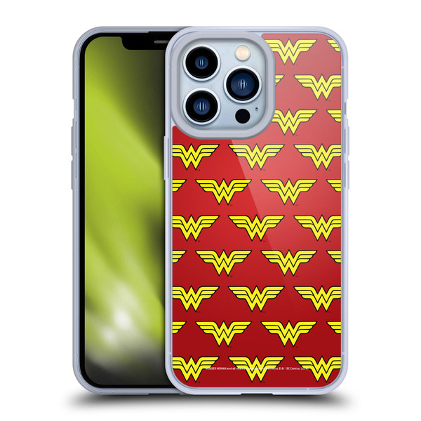 Wonder Woman DC Comics Logos Pattern Soft Gel Case for Apple iPhone 13 Pro
