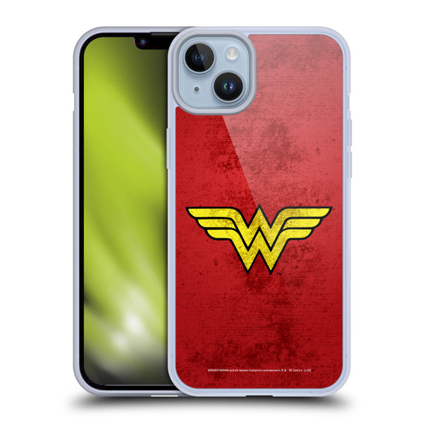 Wonder Woman DC Comics Logos Distressed Look Soft Gel Case for Apple iPhone 14 Plus