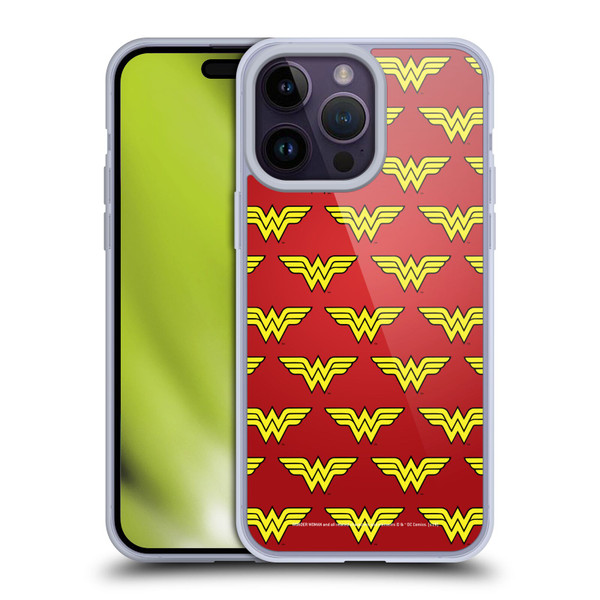 Wonder Woman DC Comics Logos Pattern Soft Gel Case for Apple iPhone 14 Pro Max