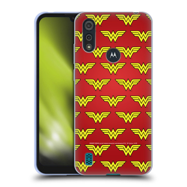 Wonder Woman DC Comics Logos Pattern Soft Gel Case for Motorola Moto E6s (2020)