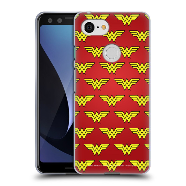 Wonder Woman DC Comics Logos Pattern Soft Gel Case for Google Pixel 3