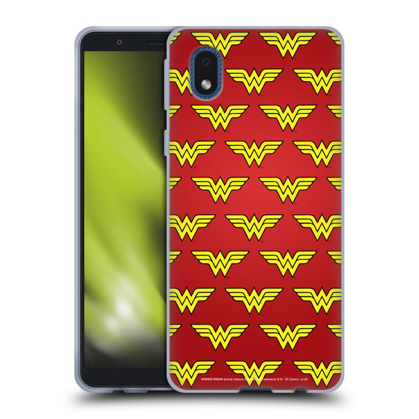 Wonder Woman DC Comics Logos Pattern Soft Gel Case for Samsung Galaxy A01 Core (2020)