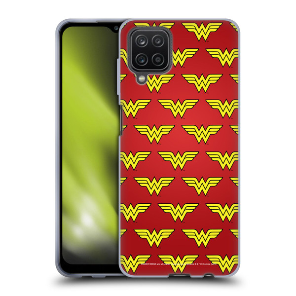 Wonder Woman DC Comics Logos Pattern Soft Gel Case for Samsung Galaxy A12 (2020)