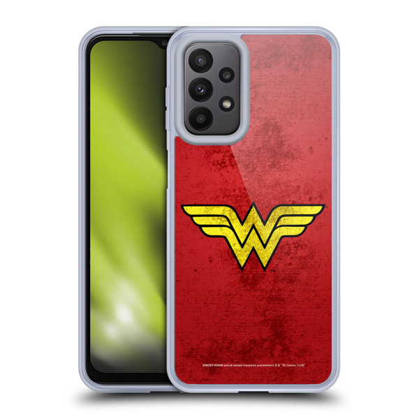 Wonder Woman DC Comics Logos Distressed Look Soft Gel Case for Samsung Galaxy A23 / 5G (2022)