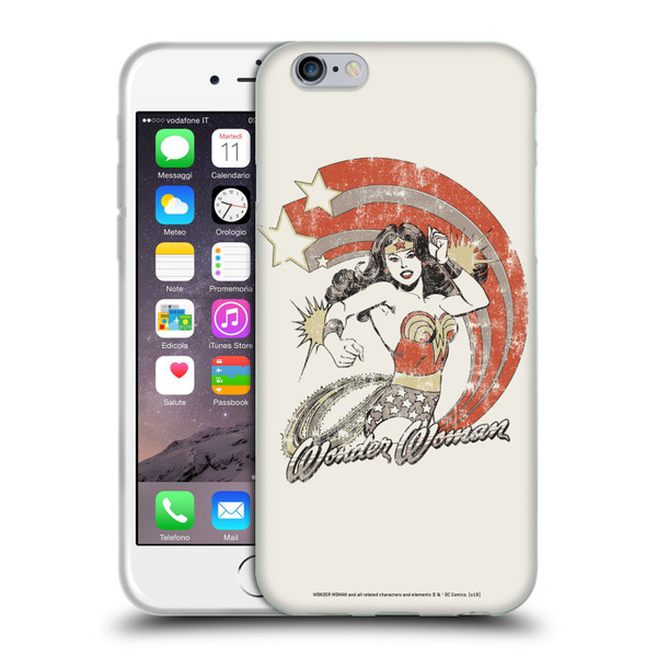 Wonder Woman DC Comics Vintage Art Distressed Look Soft Gel Case for Apple iPhone 6 / iPhone 6s