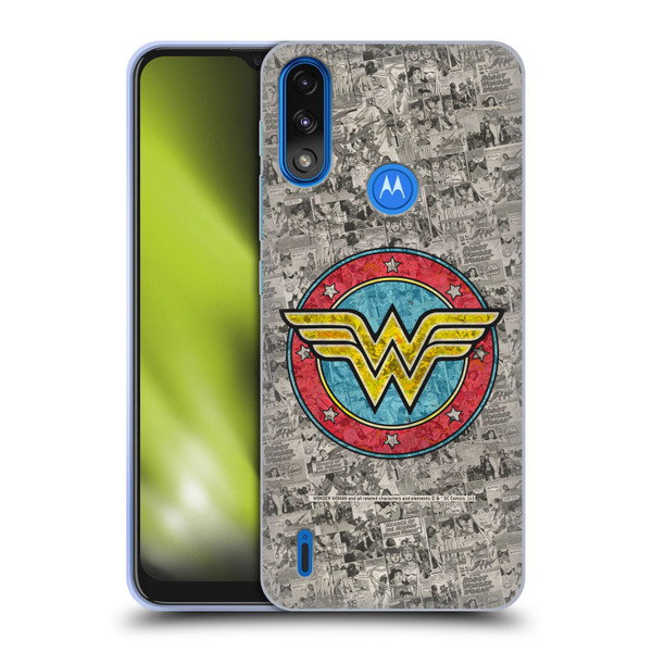 Wonder Woman DC Comics Vintage Art Comics Logo Soft Gel Case for Motorola Moto E7 Power / Moto E7i Power
