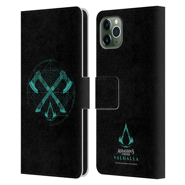 Assassin's Creed Valhalla Compositions Dual Axes Leather Book Wallet Case Cover For Apple iPhone 11 Pro Max