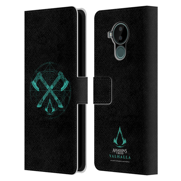 Assassin's Creed Valhalla Compositions Dual Axes Leather Book Wallet Case Cover For Nokia C30