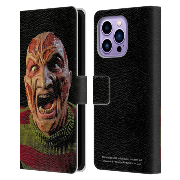 A Nightmare On Elm Street: New Nightmare Graphics Freddy Leather Book Wallet Case Cover For Apple iPhone 14 Pro Max
