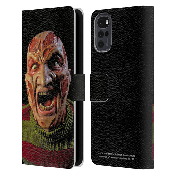 A Nightmare On Elm Street: New Nightmare Graphics Freddy Leather Book Wallet Case Cover For Motorola Moto G22