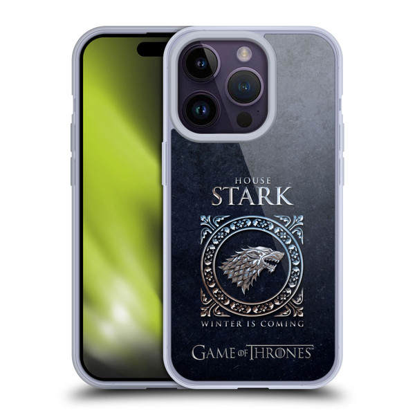 HBO Game of Thrones Metallic Sigils Stark Soft Gel Case for Apple iPhone 14 Pro