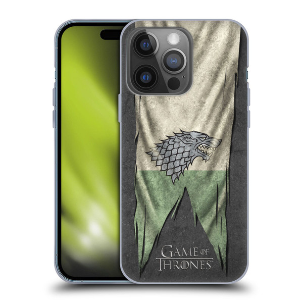 HBO Game of Thrones Sigil Flags Stark Soft Gel Case for Apple iPhone 14 Pro