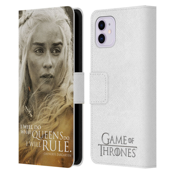 HBO Game of Thrones Character Portraits Daenerys Targaryen Leather Book Wallet Case Cover For Apple iPhone 11