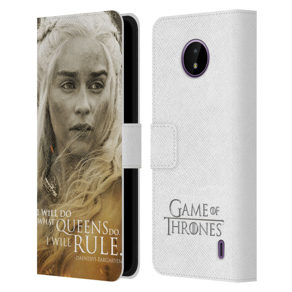 HBO Game of Thrones Character Portraits Daenerys Targaryen Leather Book Wallet Case Cover For Nokia C10 / C20