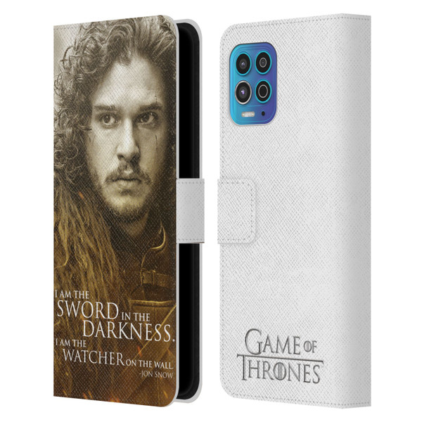 HBO Game of Thrones Character Portraits Jon Snow Leather Book Wallet Case Cover For Motorola Moto G100