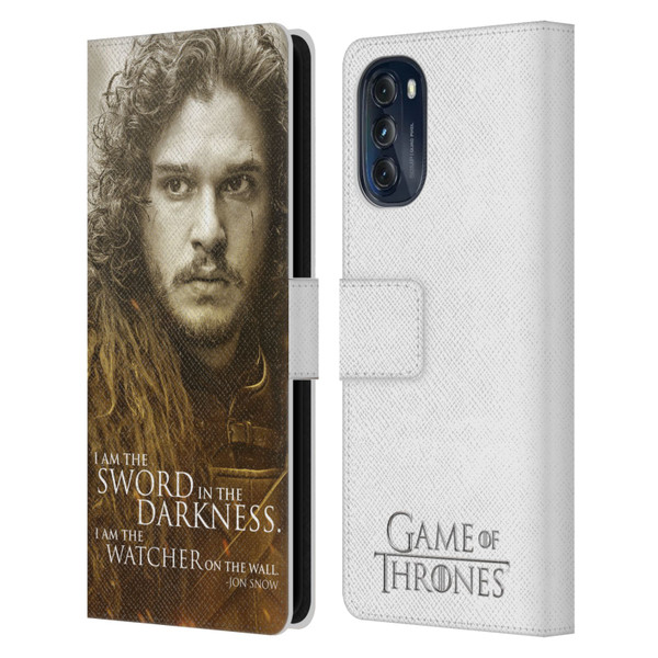 HBO Game of Thrones Character Portraits Jon Snow Leather Book Wallet Case Cover For Motorola Moto G (2022)
