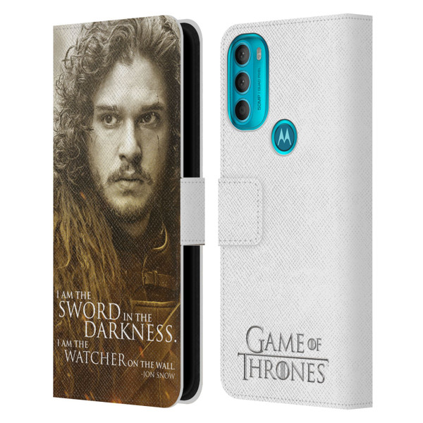 HBO Game of Thrones Character Portraits Jon Snow Leather Book Wallet Case Cover For Motorola Moto G71 5G