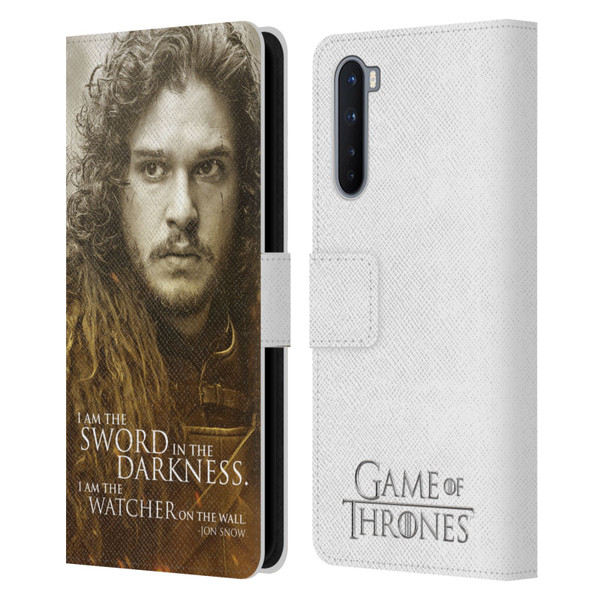 HBO Game of Thrones Character Portraits Jon Snow Leather Book Wallet Case Cover For OnePlus Nord 5G