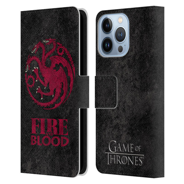HBO Game of Thrones Dark Distressed Look Sigils Targaryen Leather Book Wallet Case Cover For Apple iPhone 13 Pro