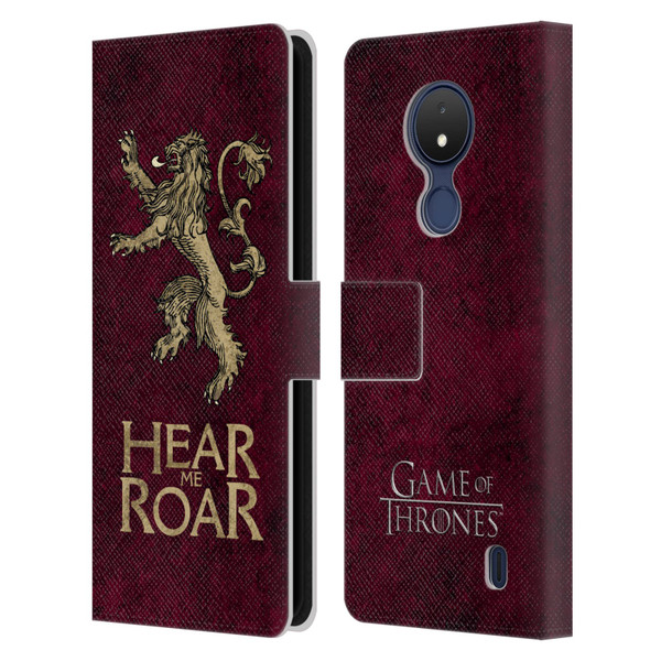 HBO Game of Thrones Dark Distressed Look Sigils Lannister Leather Book Wallet Case Cover For Nokia C21