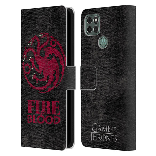 HBO Game of Thrones Dark Distressed Look Sigils Targaryen Leather Book Wallet Case Cover For Motorola Moto G9 Power