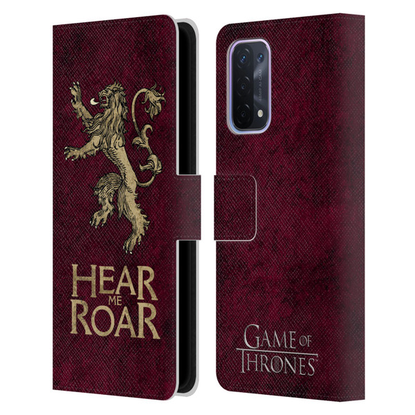 HBO Game of Thrones Dark Distressed Look Sigils Lannister Leather Book Wallet Case Cover For OPPO A54 5G