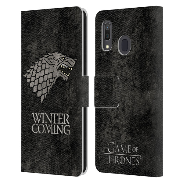 HBO Game of Thrones Dark Distressed Look Sigils Stark Leather Book Wallet Case Cover For Samsung Galaxy A33 5G (2022)