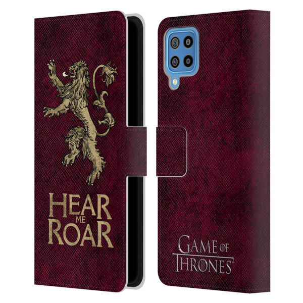 HBO Game of Thrones Dark Distressed Look Sigils Lannister Leather Book Wallet Case Cover For Samsung Galaxy F22 (2021)